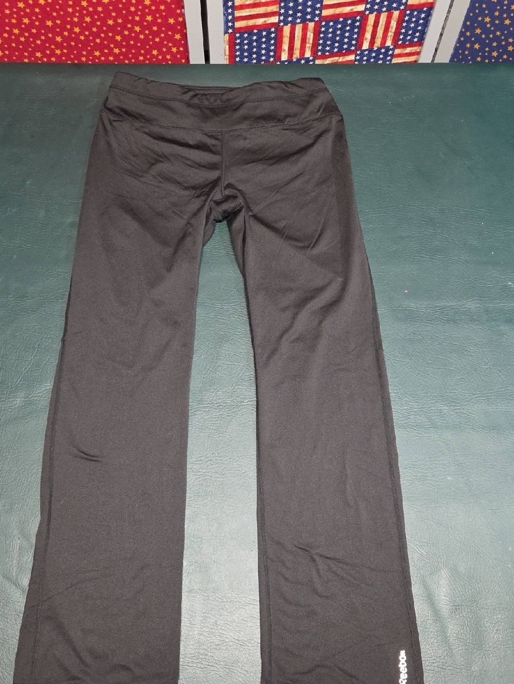 **Reebok Black Straight-Leg Workout Pants with Small Logo**